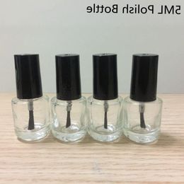 5ml Round Clear Glass Polish Empty Bottle Makeup Tool Nail Polish Empty Cosmetic Containers Nail Glass Bottle with Brush Tgpcm