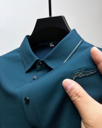 Mens Polos trend letter embroidery POLO shirt mens short sleeve summer highend ice silk breathable Tshirt luxury wear 230815