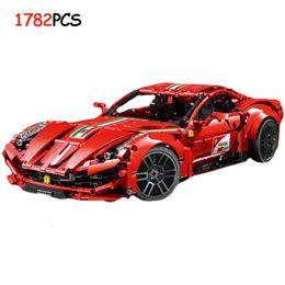 Other Toys 1782pcs High Tech T5001 Block Red 2 Sport Car Model Children Education Toy Boy Birthday Gifts 230815