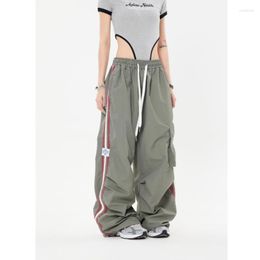 Women's Pants Y2K Hip Hop Street Loose Striped Sports Sweatpants Women Fashion Wide Leg Casual Drawstring Parachute Trousers