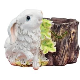 Decorative Objects Pocket Flower Tray Small Rabbit Resin Artefact Home Garden Study Decoration 230815