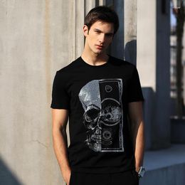 Men's T Shirts AlexPlein Skulls Rhinestones Crystals Shirt Cotton Men Clothing Fashion Streetwear 2023 Summer Casual Crew Neck Short Sleeve