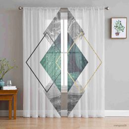 Curtain Marble Tropical Plant Simple Sheer Window Curtains for Bedroom Drapes Home Decor Tulle Curtains for Living Room Chiffon Curtains R230816