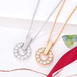 Fashion Bvlgr jewelry brand designer women's accessories Yuanbao Copper Coin Necklace Women's Fashion Simple Hollow Full Diamond S925 Sterling Silver Collar Chain
