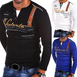 Mens Polos ZOGAA Classic Letter Print Crew Neck Tshirt Fashion Casual Long Sleeve Polo Shirts 230815