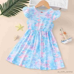 Girl's Dresses Fashion Baby Girls Dress Children Summer Flying Sleeves Print Dresses Kids Girl Party Princess Clothes Casual Outfits1-5Y R230816