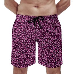 Men's Shorts Pink Leopard Board Men Animal Fur Print Beach Leisure Swim Trunks Oversize