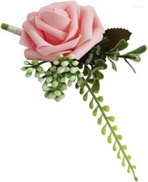 Decorative Flowers Wedding Decor Bride Bridesmaid Corsage Buttonhole Prom Party Favor - Pink