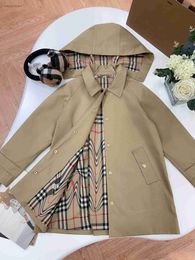 designer baby coats fashion Hooded Kids jacket Single breasted buckle Windbreaker Size 100-160 CM khaki Child Outwear July26
