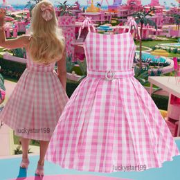 Cosplay barbie menina princesa saia filme com os mesmos vestidos halter 2-13t crianças designer xadrez cintura deslizamento vestido