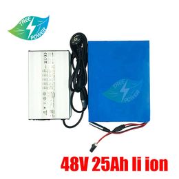 48v 25ah lithium ion battery 48v 25ah li-ion electric bike battery pack for 48v e-bike fiets scooter 2000w + 3A charger