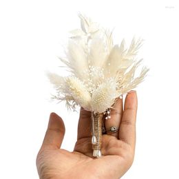 Decorative Flowers Mini Dried Bouquets Boutonniere 2-Piece Set Bohemian Rustic Vintage Wedding Groomsmen Anniversary Decoration