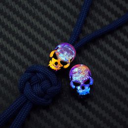 Outdoor Gadgets 1PC Alloy Roasted Blue Skull EDC Paracord Beads Knife Rope Cord Lanyard Pendants Accessories 230815