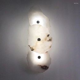 Wall Lamp Novelty Natural Marble LED Lights Gold Copper Every Piece Different Sconces For Foyer Dining Room Bedroom Aisle