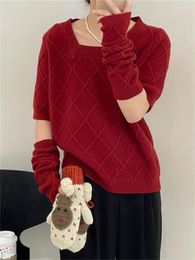 Women's Sweaters Hsa Y2k Women Sweater Tops Short Sleeve Korean Fashion Streetwear 2023 Ulzzang Chic Leisure Elegant With Glove