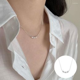 Chains 925 Sterling Silver Geometric Necklace For Women Girl Simple Fashion Design Rice Grains Jewellery Birthday Gift Drop