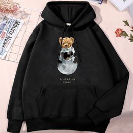 Men's Hoodies Sweatshirts Teddy Bear Imitates American Astronaut Men's Hoody Autumn Oversize Hoodie Sport Full Sleeve Sweatshirt Casual Fleece Unisex Tops 230815