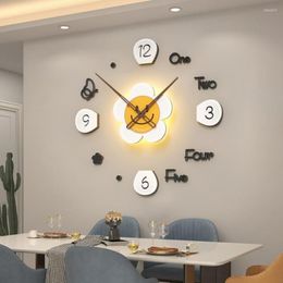 Wall Clocks Nordic Modern Clock Hanging Fashion Light 3d Watch Silent Hands Living Room Unusual Reloj Pared Home Decorating Items