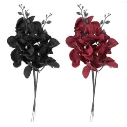 Decorative Flowers 3 Pieces Fake Butterfly Orchid Floral Arrangements Stems Faux Decorations For Home Office Halloween Christmas