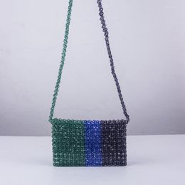 Evening Bags Customized Summer Green Blue Black Contrast Handwoven Beaded Women's Bag Fashion Trend Acrylic Crossbody For Woman