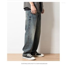 Men's Jeans 2023 Autumn And Winter Distressed Loose Straight Fashion Large Retro Blue Casual Pants