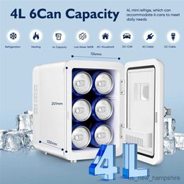 Car 4L 6Cans Small Refrigeration Cooling and Heating Mini Fridge Refrigerator Cosmetics Mask Beverage Dormitory Refrigerators Cooler R230816