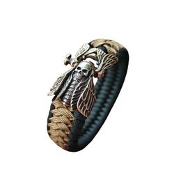 Outdoor Gadgets 1 Set DIY Part Paracord Clasp Bracelet Buckle Death's Head White Brass Cicada EDC Wear Gift For Men Women 230815