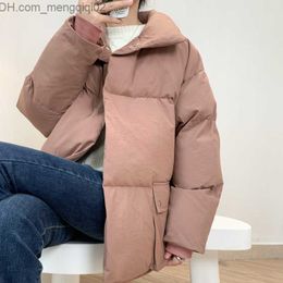 Women's Down Parkas C Fashion 2022 New Women's Winter Standing Neck Long Sleeve Solid Loose Warm Coat Suitable for Women's Casual Lace Bread Jacket Z230818