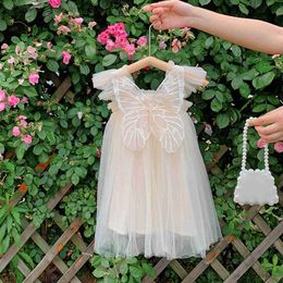 Girl's Dresses Butterfly Wings Girls Tulle Dress 2023 Summer New Baby Birthday Party Dresses Candy Colour Puffy Princess Dress R230816