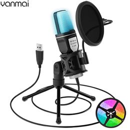 Microphones USA Yanmai USB Microphone RGB Condensador Wire Gaming Mic for Podcast Recording Studio Streaming Laptop Desktop PC 230816