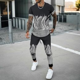 Men's Tracksuits 2023 Summer Men T Shirt Set 3D Cthulhu Tentacle Printing Tracksuit Oversized Clothing Short Sleeve Suit O Neck Cool