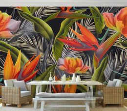 Wallpapers CJSIR Po Wallpaper Hand Drawn Tropical Rainforest Banana Canna Retro Fashion Background For Walls 3 D Tapety Decor