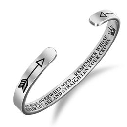 Cuff Fashion 6Mm Personalized Bracelet Remember Whose Daughter You Are Engraved Titanium Steel Bangle Gifts For Women Girls Drop Deliv Dhgtm