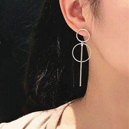 Stud Earrings Simple Korean Long Style Tassel Pendant Size Circle For Woman Girls Punk Metal Geometric Earring Pretty Jewelry Bijoux