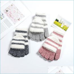 Fingerless Gloves Half Finger Glove Lovers Flip Dual Purpose Wool Knitting Keep Warm Outdoors Woman Man Winter 7 9Hx K2 Drop Delivery Dhzd9