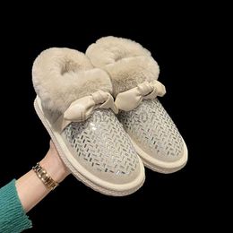 Boots Snow Boots for Women 2022 Winter New Arrival Solid Diamond Sole Warm Plush Insole Female 3cm Heel Flats Ankle Shoes Casual ShoesL0816