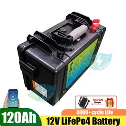 Waterproof Lifepo4 12V 120Ah Lithium Battery Pack Portable Lithium Rechargeable Battery for Fishing Boat Trolling Motor+Charger