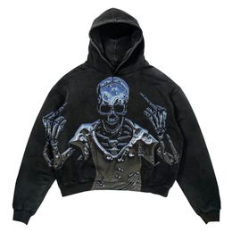 Mens Hoodies Sweatshirts Y2k Grunge Fashion Oversized HoodieHip HopHarajukuRetro Long Sleeve HoodieGothic Punk Personality Graphic Streetwear 230815