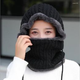 Berets Solid Black Multi-purpose Adult Hat Winter Skullies Fashion Warm Acrylic Casual Outdoor Cycling Knitted Cap