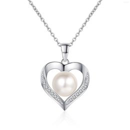 Chains AZ767-XLefei Fashion Luxury Classic Elegant Moissanite Diamond-set Pearl Heart Necklace For Women 925 Silver Party Charm Jewellery