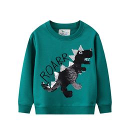 Hoodies Sweatshirts Jumping Metres Arrival Dinosaurs Beading Autumn Winter Boys Girls Cotton Kid Clothing Animals Toddler Hooded Top 230815