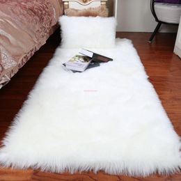 Carpets Plush Sheepskin Rugs For Bedroom Carpet Room Long Hair Bedside Mat Floor Hairy White Red Living Fur Kids