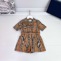 designer Baby bodysuit Multi color striped cross design girl onesie Size 100-160 CM Short sleeved lapel design kids jumpsuits July05