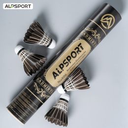 Balls ALPSPORT 806 Badminton Shuttlecocks 12Pcs Black Goose Feather for Training Sports 77 76 Speed 230816