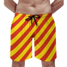 Men's Shorts Red Striped Print Board Trenky Male Beach National Flag Big Size Swimming Trunks Quality