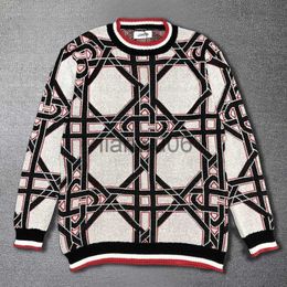 Men's Sweaters Geometry Contrasting Color Stitching Men Long Sleeve Slim Knitted Pullover Sweater Social Dress Shirt Streetwear Clothing J0806