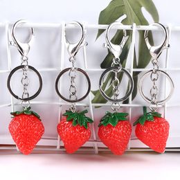 12pcs Fruit Key Ring Little Strawberry Keychain Cute Key Ring For Women Jewellery Girls' Gift Kids/ Friends Gift