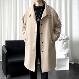 Men's Trench Coats Autumn Fashion Long Coat For Men Streetwear Casual Jacket Windbreaker Overcoat Solid Male Jackets Clothes