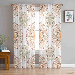 Curtain Flower White Sheer Curtains for Living Room Printed Tulle Window Curtain Luxury Home Balcony Decor Drapes R230816