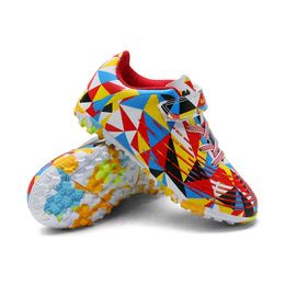 Youth Hook & Loop Football Shoes TF AG Children's Soccer Boots Boys Girls Multicolor Professional Training Shoes For Kids
